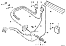 Вакуумная система управления AGR для BMW E12 518 M10 (схема запасных частей)