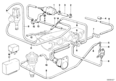 Вакуумная система управления AGR для BMW E12 528i M30 (схема запасных частей)