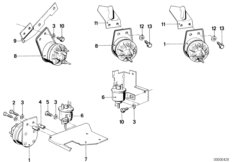 Вакуумная система управления AGR для BMW E12 528i M30 (схема запасных частей)