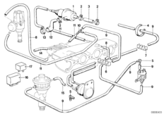 Вакуумная система управления AGR для BMW E23 732i M30 (схема запасных частей)