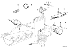 Вакуумная система управления AGR для BMW E23 728i M30 (схема запасных частей)