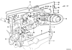 Двигатель с вакуумной сист.управления для BMW E12 520i M10 (схема запасных частей)