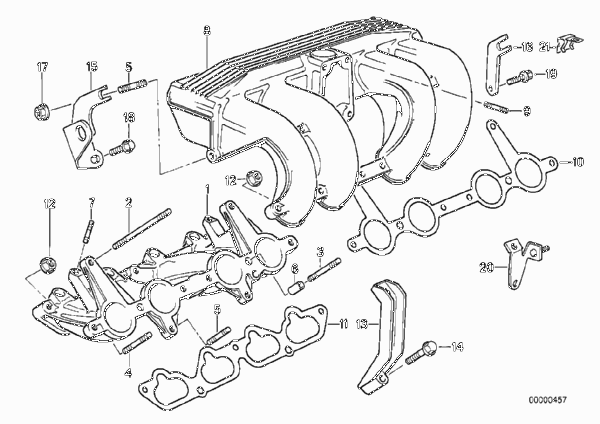 Система впуска для BMW E30 318is M42 (схема запчастей)