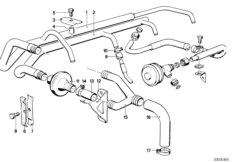 Система нейтрализации ОГ для BMW E28 518i M10 (схема запасных частей)