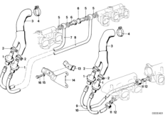 Система нейтрализации ОГ для BMW E23 732i M30 (схема запасных частей)