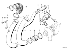 Всасывающая труба турбонагнетателя для BMW E23 745i M30 (схема запасных частей)