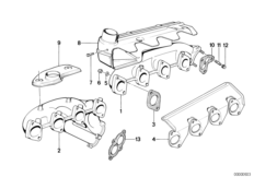 Выпускной коллектор для BMW E28 518i M10 (схема запасных частей)
