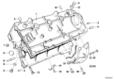 Блок-картер двигателя для BMW E30 320is S14 (схема запасных частей)