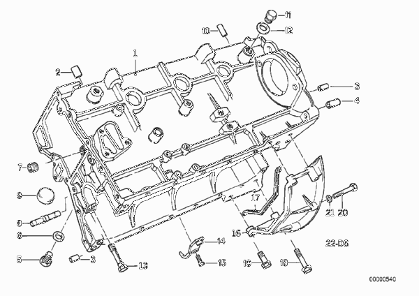 Блок-картер двигателя для BMW E30 320is S14 (схема запчастей)