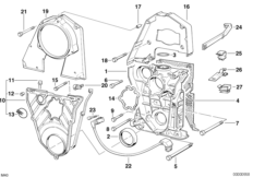 Корпус блока ГРМ для BMW E30 316i M40 (схема запасных частей)