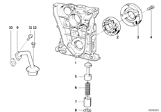 Смазочная система/маслян.насос с прив. для BMW Z3 Z3 1.9 M44 (схема запасных частей)