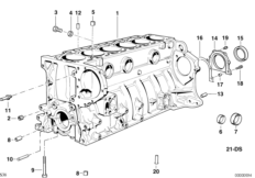 Блок-картер двигателя для BMW E34 M5 S38 (схема запасных частей)