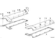 Крышка головки блока цилиндров для BMW E32 750i M70 (схема запасных частей)