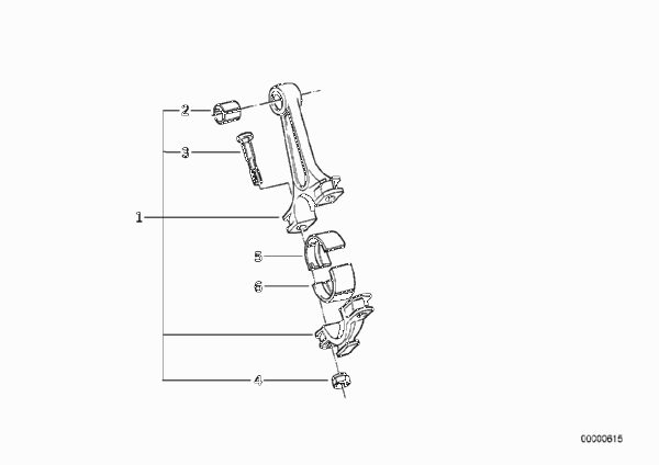 Шатун кривошипно-шатунного механизма для BMW E32 730i M30 (схема запчастей)