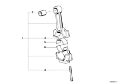 Шатун кривошипно-шатунного механизма для BMW E28 524d M21 (схема запасных частей)