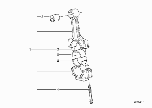 Шатун кривошипно-шатунного механизма для BMW E30 324td M21 (схема запчастей)