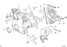 Корпус блока ГРМ для BMW E34 525tds M51 (схема запасных частей)