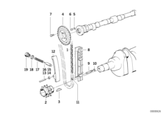Приводная цепь механ.газораспределения для BMW E30 318i M10 (схема запасных частей)