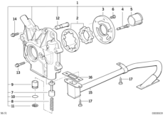 Смазочная система/маслян.насос с прив. для BMW E34 525td M51 (схема запасных частей)