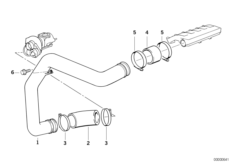Система впуска воздуховода наддув.возд. для BMW E34 525td M51 (схема запасных частей)