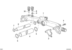Трубопровод системы охлаждения для BMW E32 740i M60 (схема запасных частей)