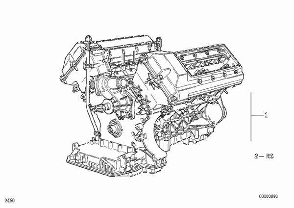 Силовой агрегат для BMW E39 540i M62 (схема запчастей)