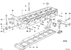 головка блока цилиндров для BMW E34 M5 3.8 S38 (схема запасных частей)