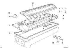 Крышка головки блока цилиндров для BMW E34 M5 3.8 S38 (схема запасных частей)