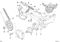 Смазочная система/маслян.насос с прив. для BMW E34 525i M50 (схема запасных частей)