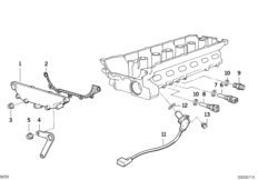 Головка блока цилиндров-доп.элементы для BMW E34 525ix M50 (схема запасных частей)
