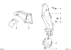 Подвеска двигателя/демпфер для BMW E36 318ti M42 (схема запасных частей)