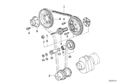 Приводная цепь механ.газораспределения для BMW E36 M3 S50 (схема запасных частей)