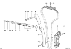 Приводная цепь механ.газораспределения для BMW E36 M3 3.2 S50 (схема запасных частей)
