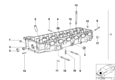 головка блока цилиндров для BMW E36 M3 3.2 S50 (схема запасных частей)