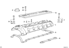 Головка блока цилиндров/крышка головки для BMW E36 M3 3.2 S50 (схема запасных частей)