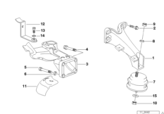 Подвеска двигателя/демпфер для BMW Z3 Z3 M3.2 S50 (схема запасных частей)