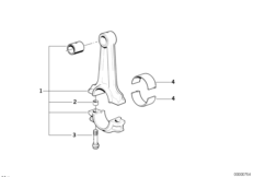 Шатун кривошипно-шатунного механизма для BMW E30 M3 S14 (схема запасных частей)