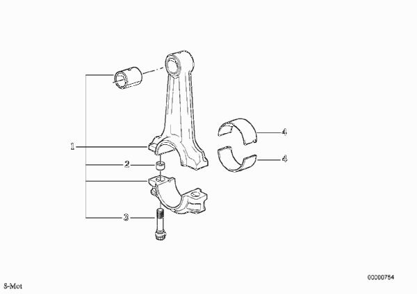 Шатун кривошипно-шатунного механизма для BMW E30 320is S14 (схема запчастей)