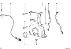 Корпус блока ГРМ для BMW E36 M3 S50 (схема запасных частей)
