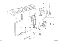 Двигатель с вакуумной сист.управления для BMW E36 M3 3.2 S50 (схема запасных частей)