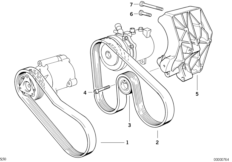 Рем.привод возд.нагнет./компр.конд. для BMW E36 M3 S50 (схема запасных частей)