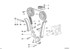Приводная цепь механ.газораспределения для BMW E36 318ti M42 (схема запасных частей)