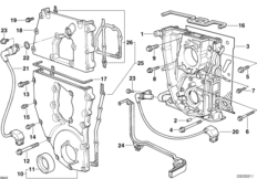 Корпус блока ГРМ для BMW E36 316i M43 (схема запасных частей)