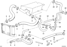 Водяной шланг системы охлаждения для BMW E36 318is M42 (схема запасных частей)