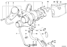 Турбонагнетатель со смазкой для BMW E34 525td M51 (схема запасных частей)