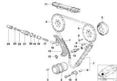 Приводная цепь механ.газораспределения для BMW E38 L7 M73N (схема запасных частей)