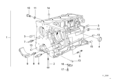 Блок-картер двигателя для BMW E36 318tds M41 (схема запасных частей)