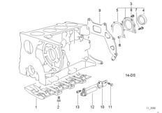 Блок цилиндров/дополнительные элементы для BMW E36 318tds M41 (схема запасных частей)