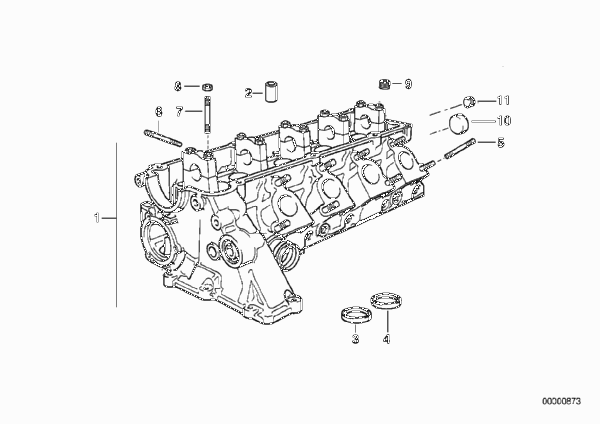 головка блока цилиндров для BMW E36 318tds M41 (схема запчастей)