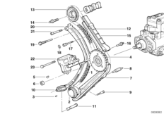 Приводная цепь механ.газораспределения для BMW E36 325tds M51 (схема запасных частей)